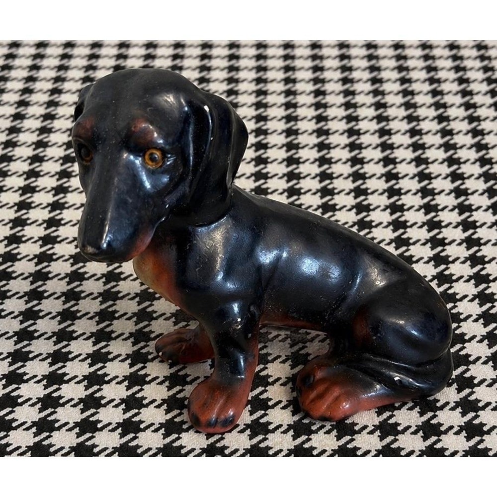 Vintage Coventry Ware Chalkware Dachshund Dog statuette - Has Been Repaired 8"